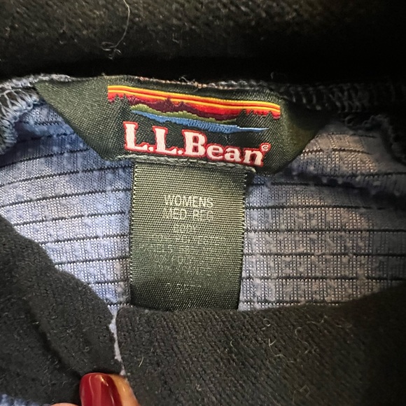 LL Bean Waffle Knit Long Sleeve Colorblock Sweatshirt Womens M Blue Long Sleeve - Picture 3 of 10